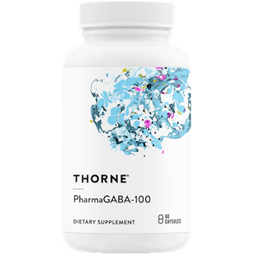 Here's an alt tag for the image: Thorne PharmaGABA-100 dietary supplement bottle.