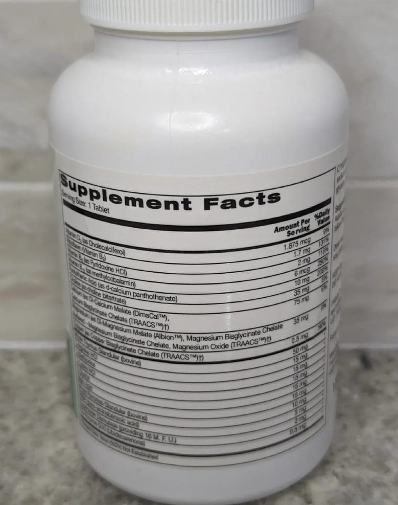 Supplement facts nutrition label.