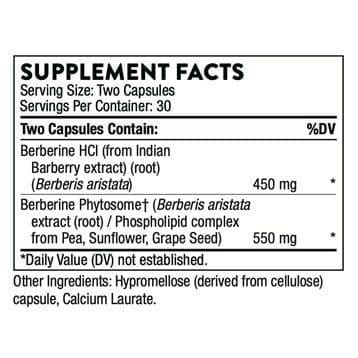Here's an alt tag for the image: Supplement facts: Berberine HCI and Phytosome.