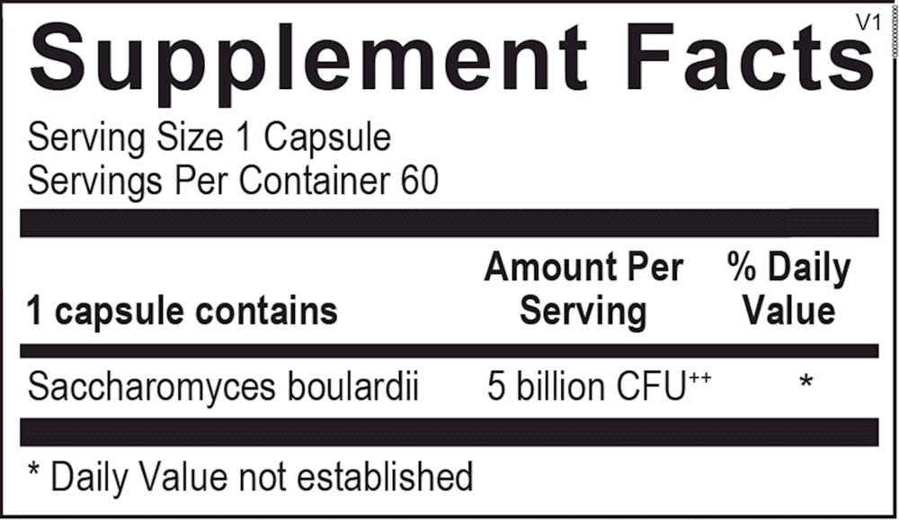 Supplement facts: 60 capsules, 5 billion CFU.