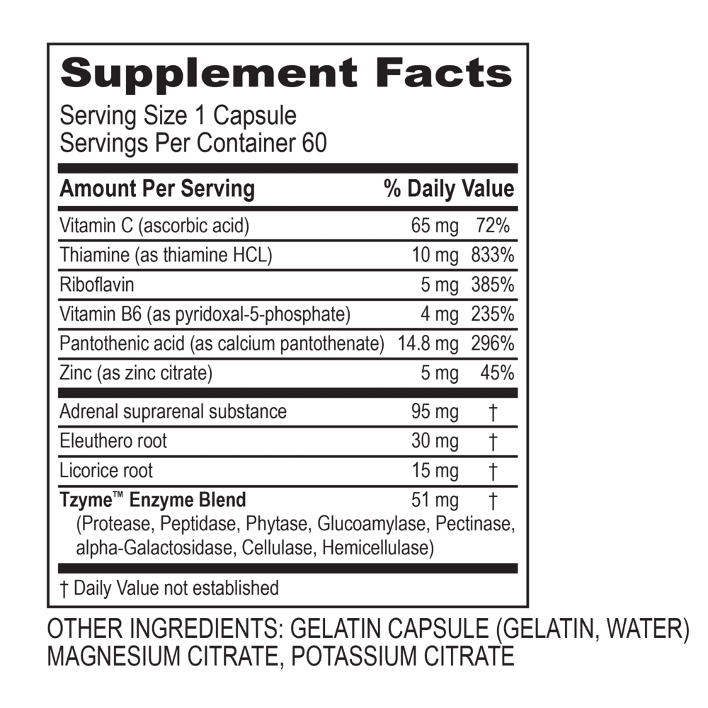 Supplement facts: vitamins, minerals, enzymes.