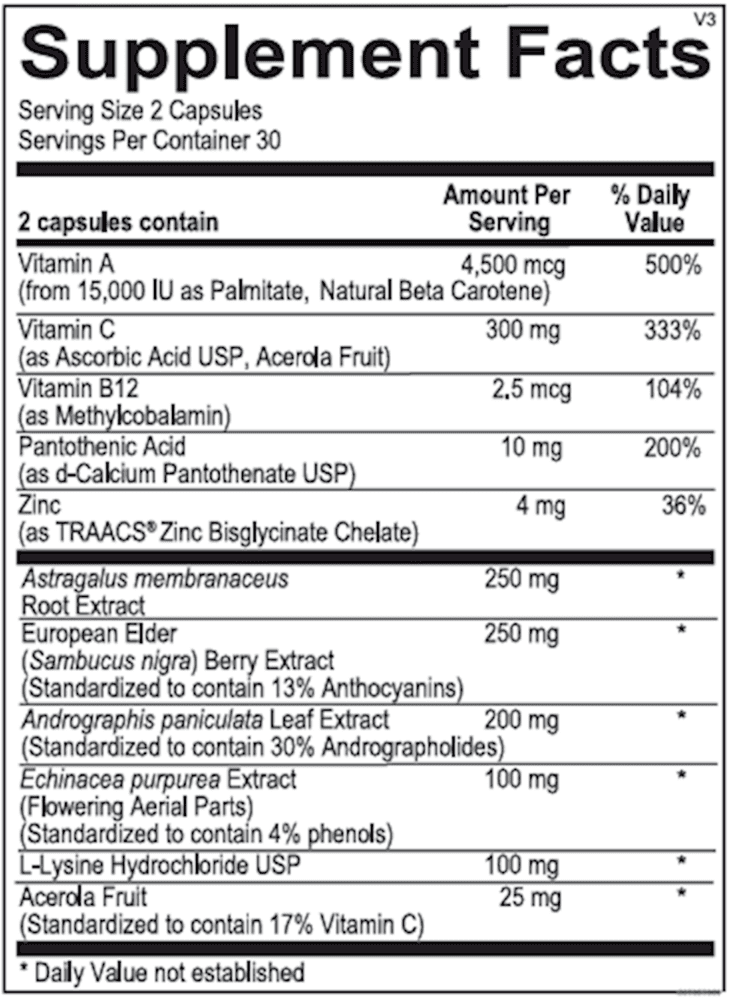 Supplement facts: vitamins, minerals, herbs.