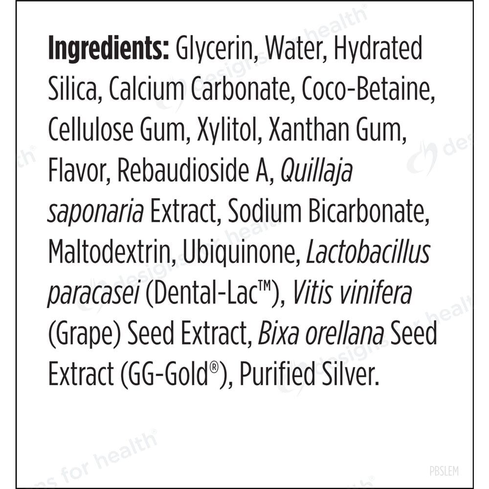 Product ingredients list.